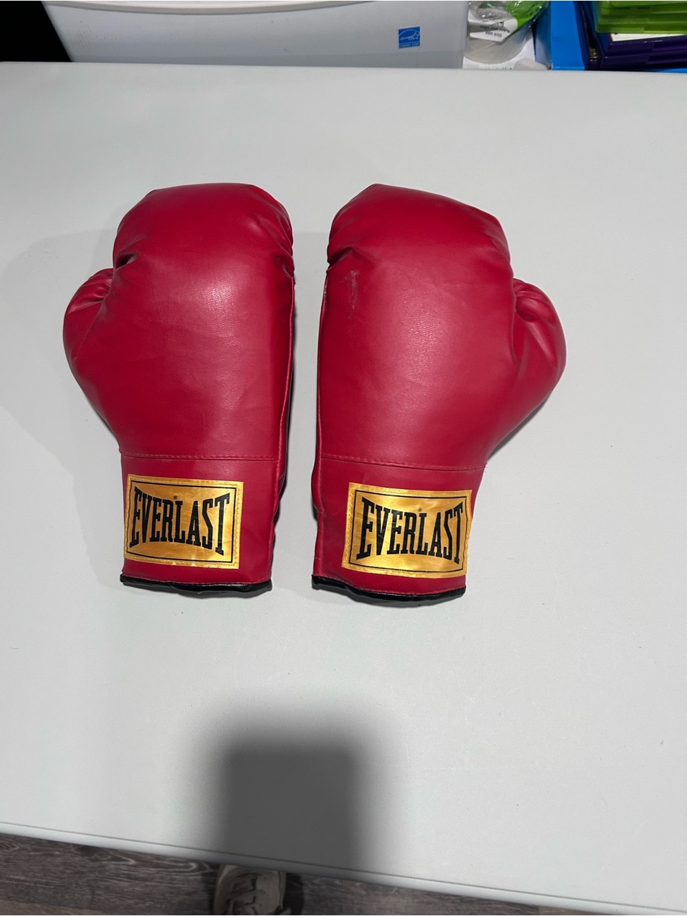 Everlast Red Boxing Gloves with Gold Logo
